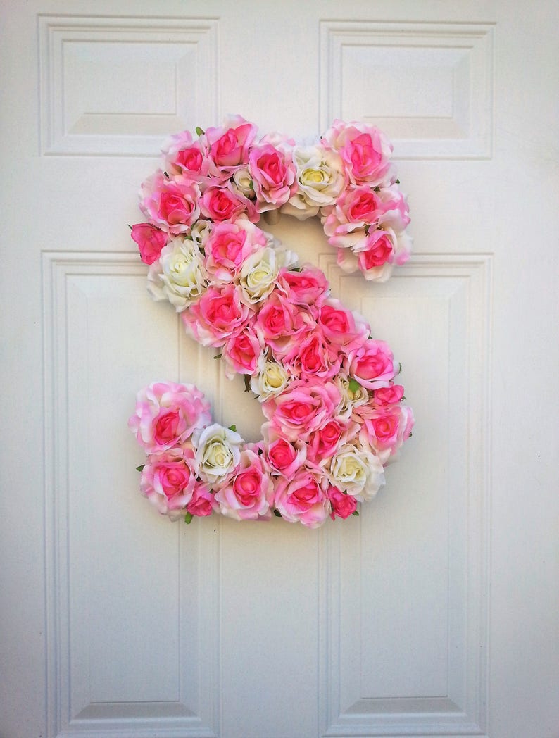 Floral Letter Wall Decor Nursery Floral Letters Flower Etsy