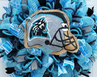 Deluxe XL Carolina Panthers Wreath-NFL Carolina Panthers Wreath-Carolina Panthers Football Wreath-Sports Wreath-Gift