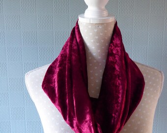 black velour loop scarf Black crushed velvet snood black velour cowl scarf