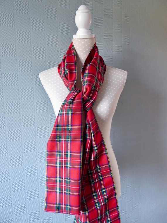 Red tartan pashmina stole unisex sash Royal Stewart Tartan red plaid shawl