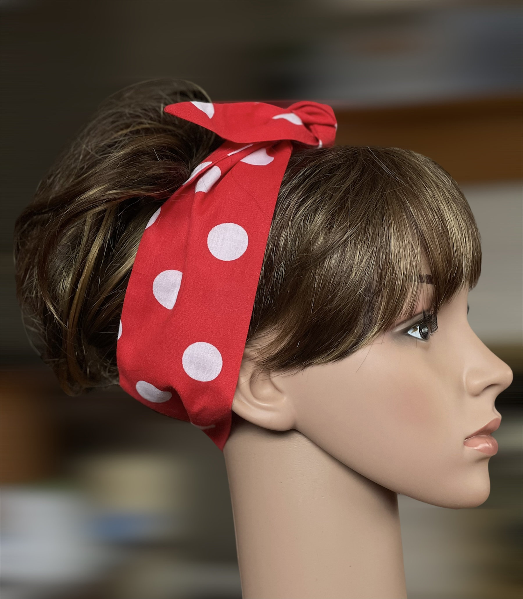 Red and white polka dot scarf retro Rosy 40's/50's headband forties neckerchief 