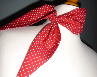 Vintage style Red and white polka dot scarf, 1940/50's retro scarf, rockabilly neckerchief
