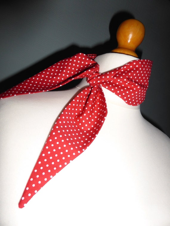 Vintage style Red and white polka dot scarf, 1940/50's retro scarf, rockabilly neckerchief