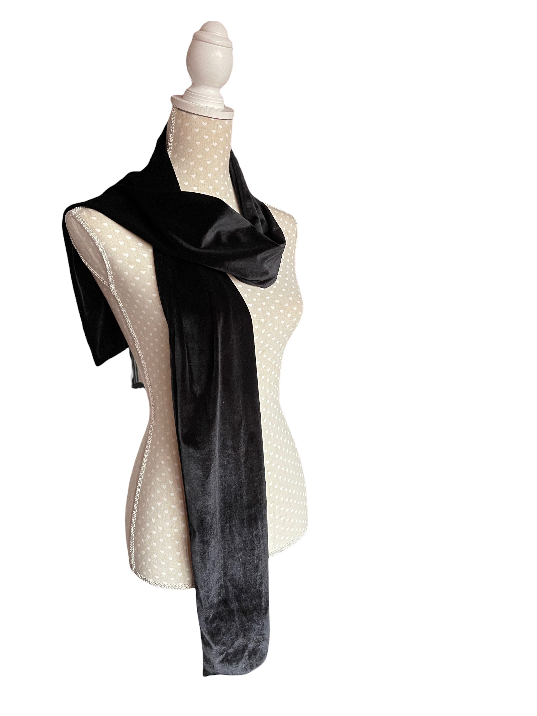Black Velvet Scarf Long Luxury Wrap Velour Accessories - Etsy