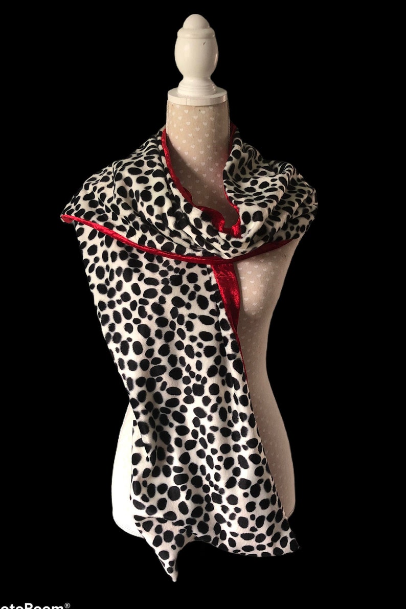 Dalmatian Print Stole Faux Fur Shawl Red Velvet Lining Etsy