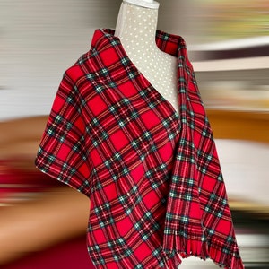 Chal de tartán rojo, bufanda grande, chal de cuadros escoceses Royal Stewart, regalo unisex unisex tradicional escocés