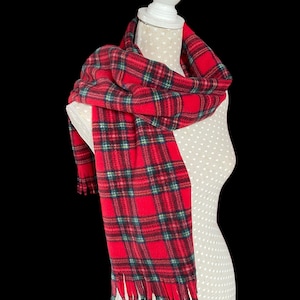 Red tartan scarf, Royal Stewart tartan, plaid fleece, traditional Scottish, unisex checked scarf, Unisex gift