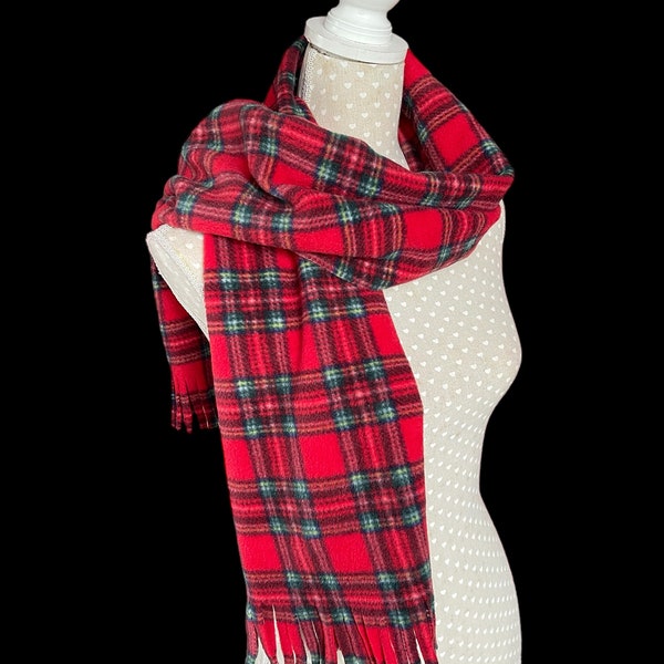 Écharpe tartan rouge, tartan Royal Stewart, polaire à carreaux, écharpe à carreaux traditionnelle écossaise, unisexe, cadeau de Noël