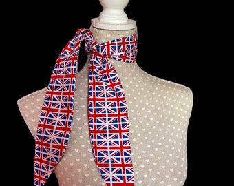 Sciarpa in cotone con bandiera britannica: foulard patriottico retrò del Regno Unito