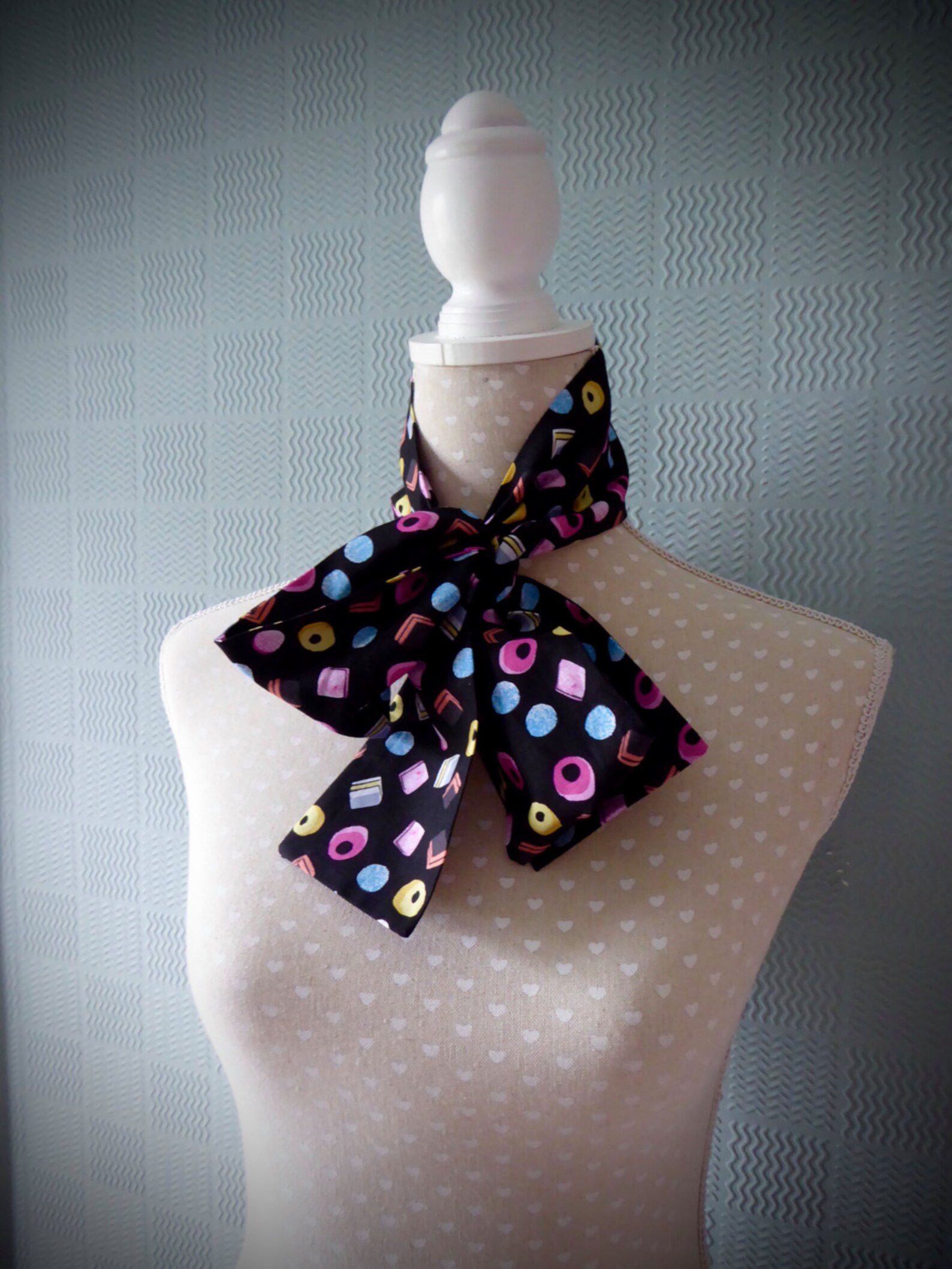 Liquorice Allsorts Skinny Scarf Unisex Sixties Mod Tie Black Etsy Uk
