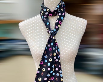 Liquorice allsorts skinny scarf unisex sixties mod tie black neck bow book day