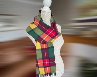Tartan fleece scarf colourful plaid wrap Christmas gift