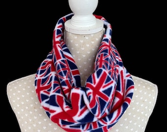 Union jack jubilee fleece snood/cowl scarf red white and blue neck warmer