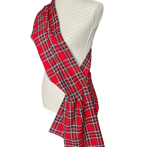 Faja de tartán rojo - estola de cuadros rojos - chal y broche - Tartán Royal Stewart - tradicional escocés
