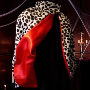 Dalmatian print faux fur cape, black and white spotted cloak, animal print wrap