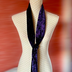 velvet animal print unisex gift Blueblack skinny scarf thin mod tie retro sixties