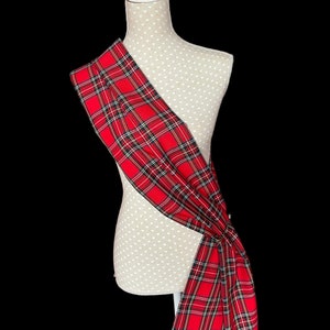 Faja de tartán rojo - estola de cuadros rojos - chal y broche - Tartán Royal Stewart - tradicional escocés