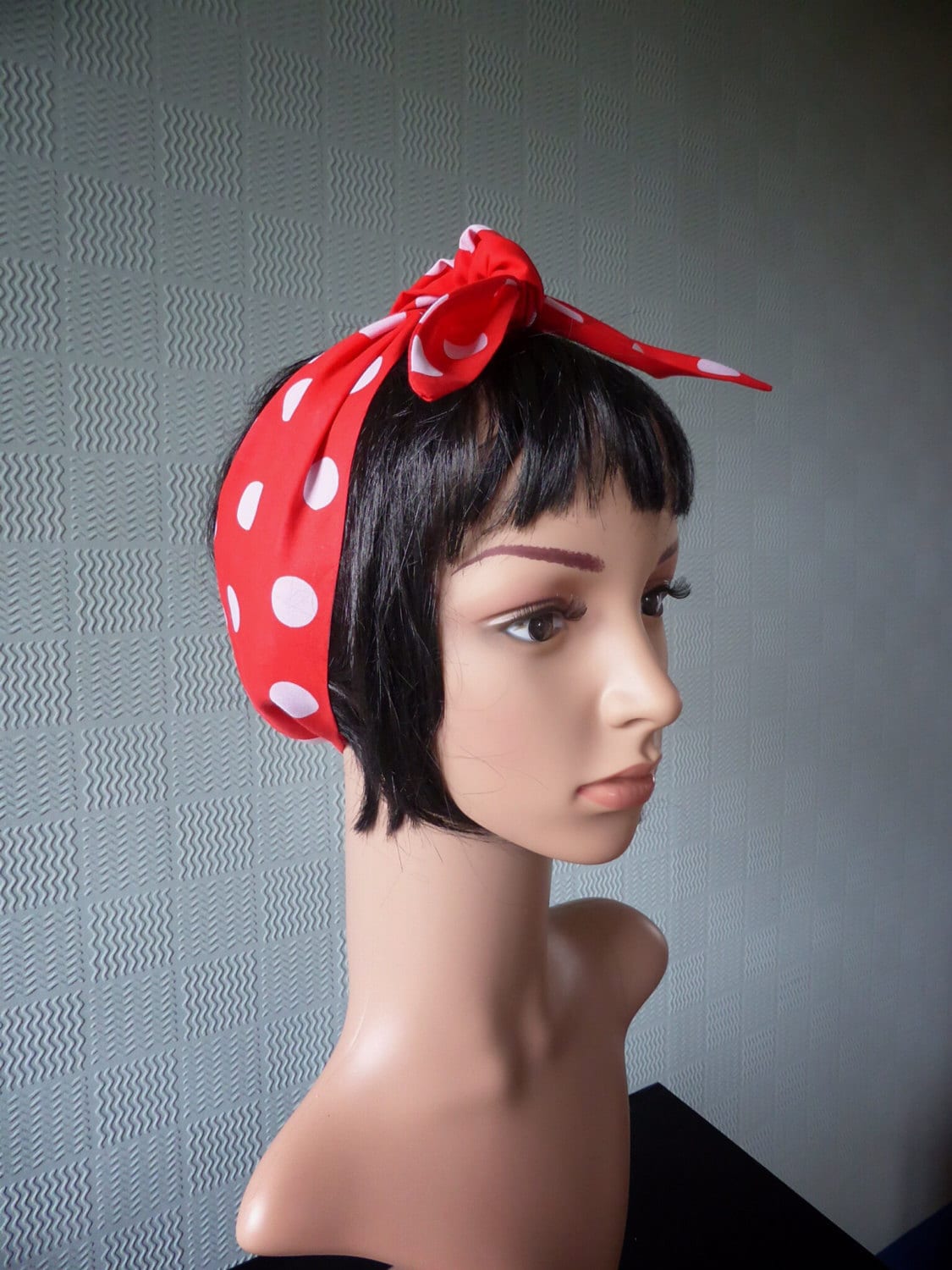 Black and white polka dot hair scarf retro 40/'s style headband 1940/'s look wrap