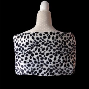 Black and white Dalmatian print stole, animal print shawl/scarf, red satin lining, fancy dress costume image 7