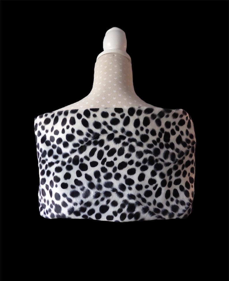 Black and white Dalmatian print stole, animal print shawl/scarf, red satin lining, fancy dress costume image 7