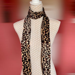 Skinny scarf sixties mod tie animal print long thin tie bow