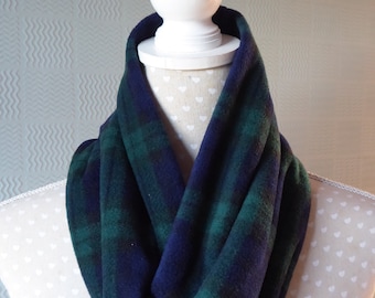 Black Watch Tartan snood, green green cowl scarf, blue tartan neck warmer scarf, unisex gift