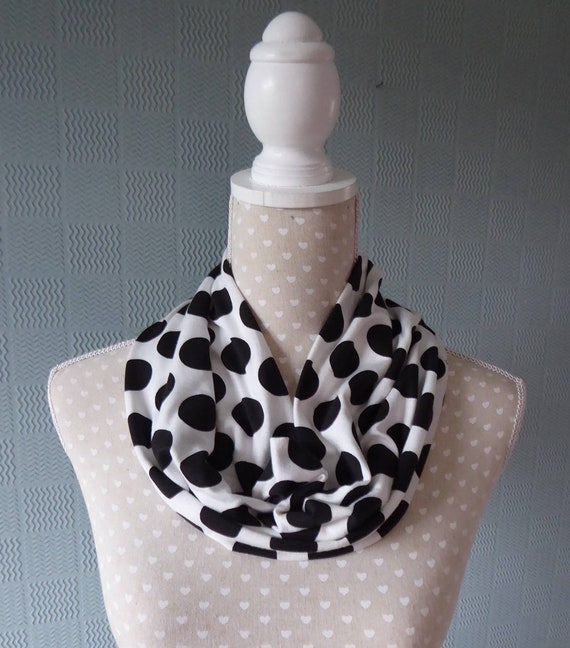 White polka dot snood neck warmer loop scarf spotted cowl Christmas gift unisex