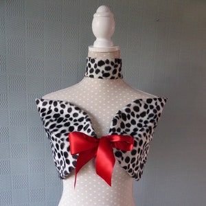 Dalmatian print stole/shrug/wrap and choker, adult/child&#39;s fancy dress costume, black and white stole, fancy dress costume