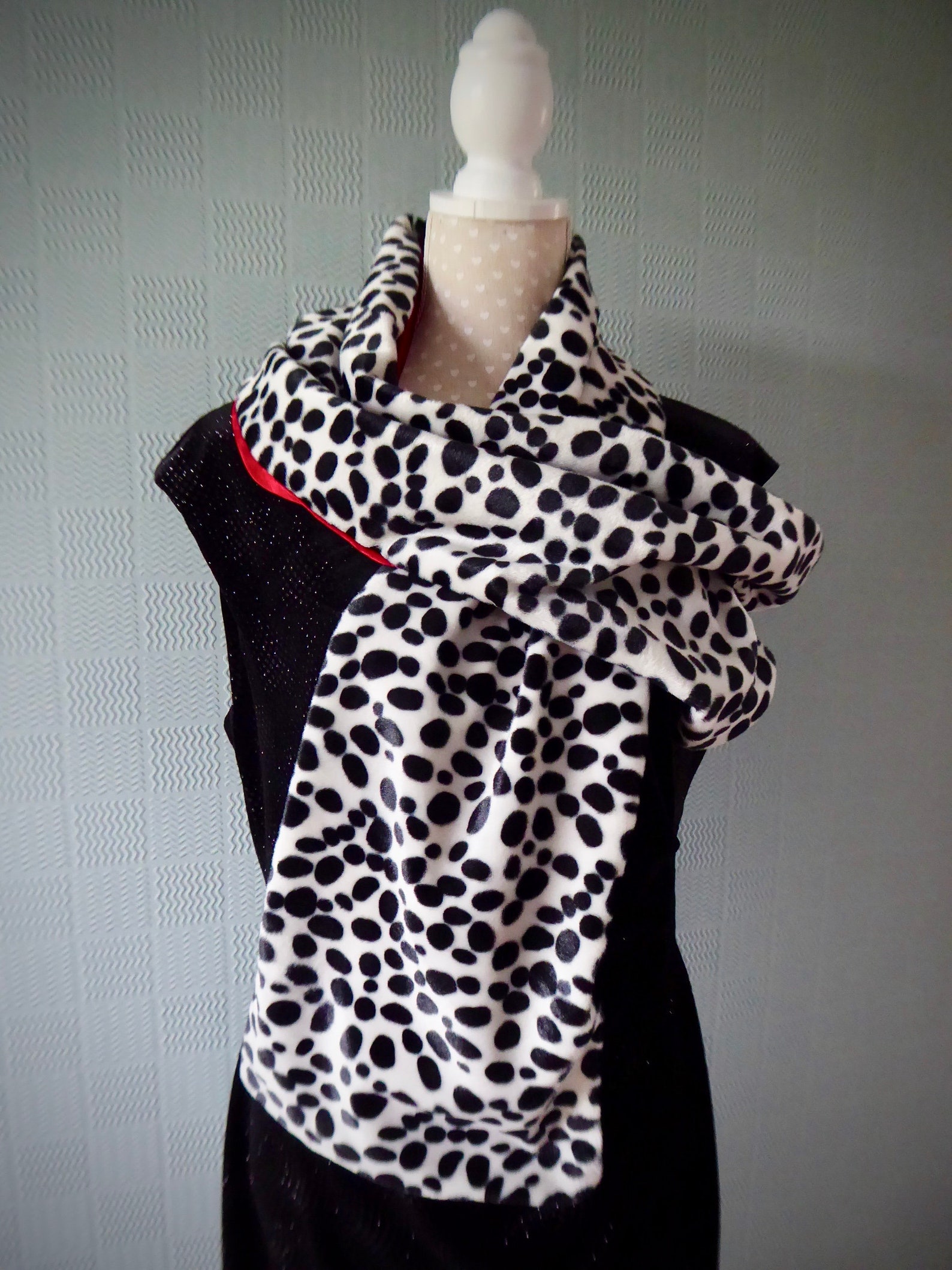 faux fur dalmatian shawl