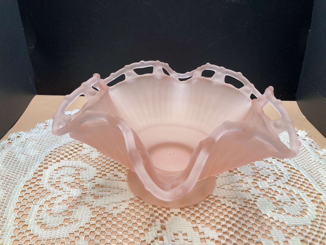 Vintage Pink Frosted Ruffle Edge Fancy Dish - Etsy