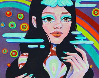 Prism Princess - ORIGINAL Acrylic Painting on Wood Panel