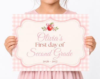 Póster personalizado para el primer día de clases, accesorio fotográfico editable (descarga digital)