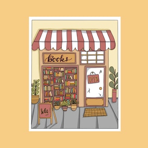Cute Bookstore DIGITAL DOWNLOAD PDF Art Print