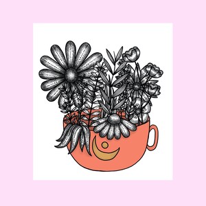 Botanical Tea Time DIGITAL DOWNLOAD PDF Art Print