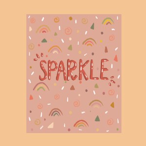 Sparkle Rainbow and Confetti DIGITAL DOWNLOAD PDF Art Print