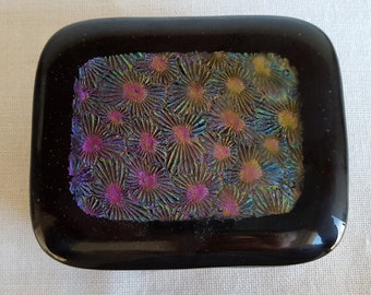 Fused Glass Keepsake Box with Dichroic Lid Inset, Keepsake Box, Unique Gift, Under 50 Dollars, FREE US SHIPPING, #BX201