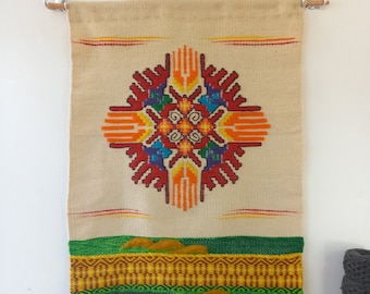 Bohemian Woven Wall Hanging: Hand-Dyed Wool Tapestry Art