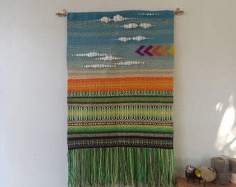 Boho Woven Wall Hanging: Hand-Dyed Wool Tapestry Art