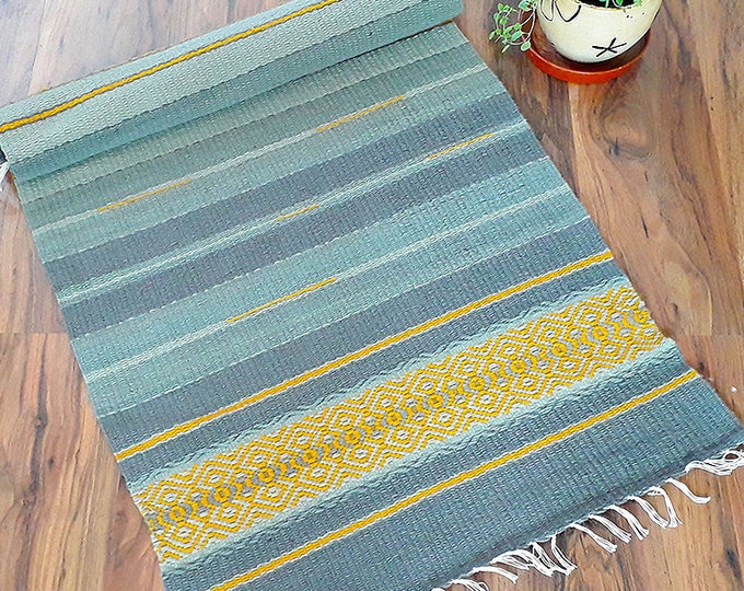 Grey Rug Runner Grey and Yellow Striped Wool Rug Runner Etsy