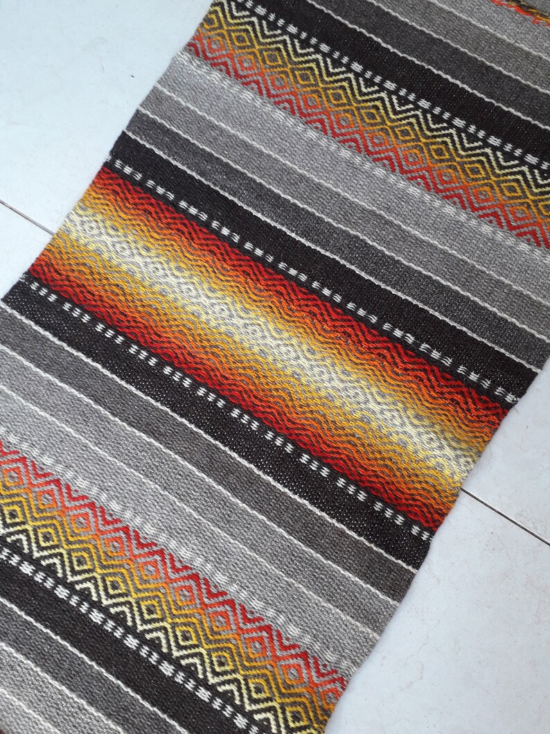 Bohemian Hallway Runner Kilim Natural Wool Throw Rug Hand Etsy