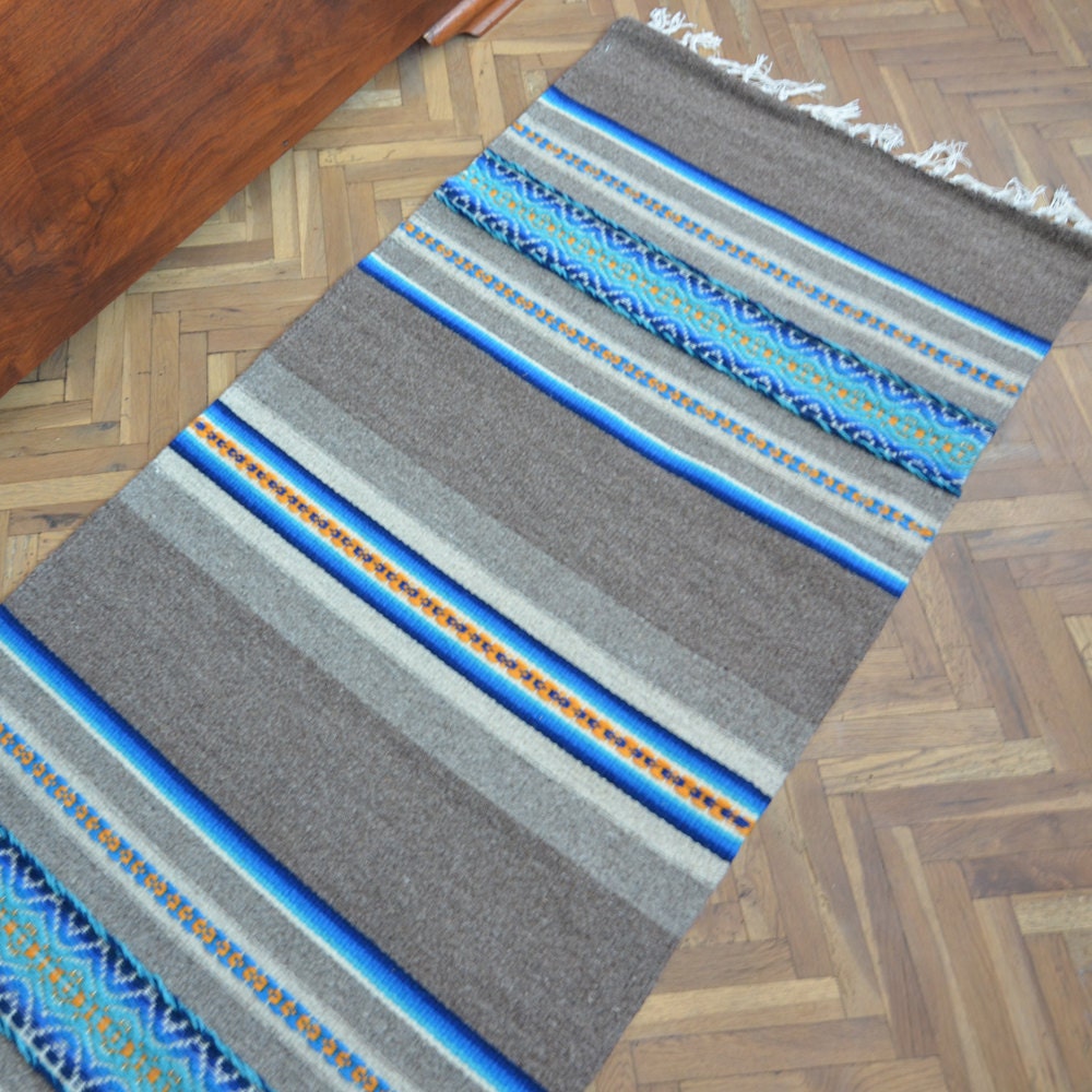 Floor striped rug blue and grey striped rug blue rug Etsy