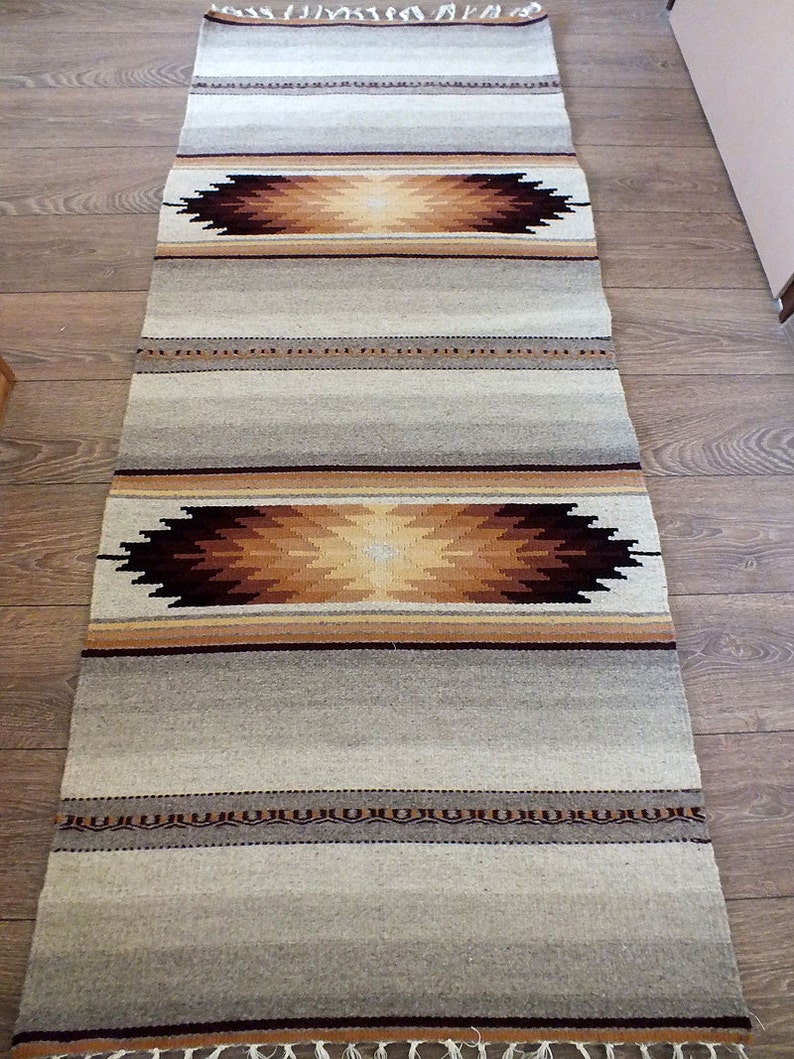 Handwoven wool rug made to order grey and brown rug Etsy