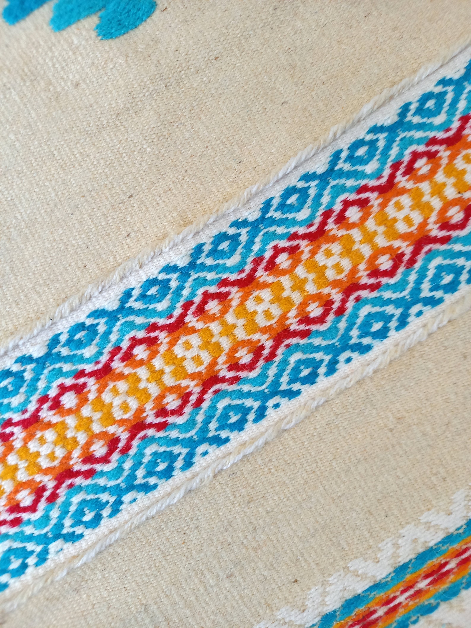 White Blue Woven Rug White and Blue Turquoise Rug Runner Etsy