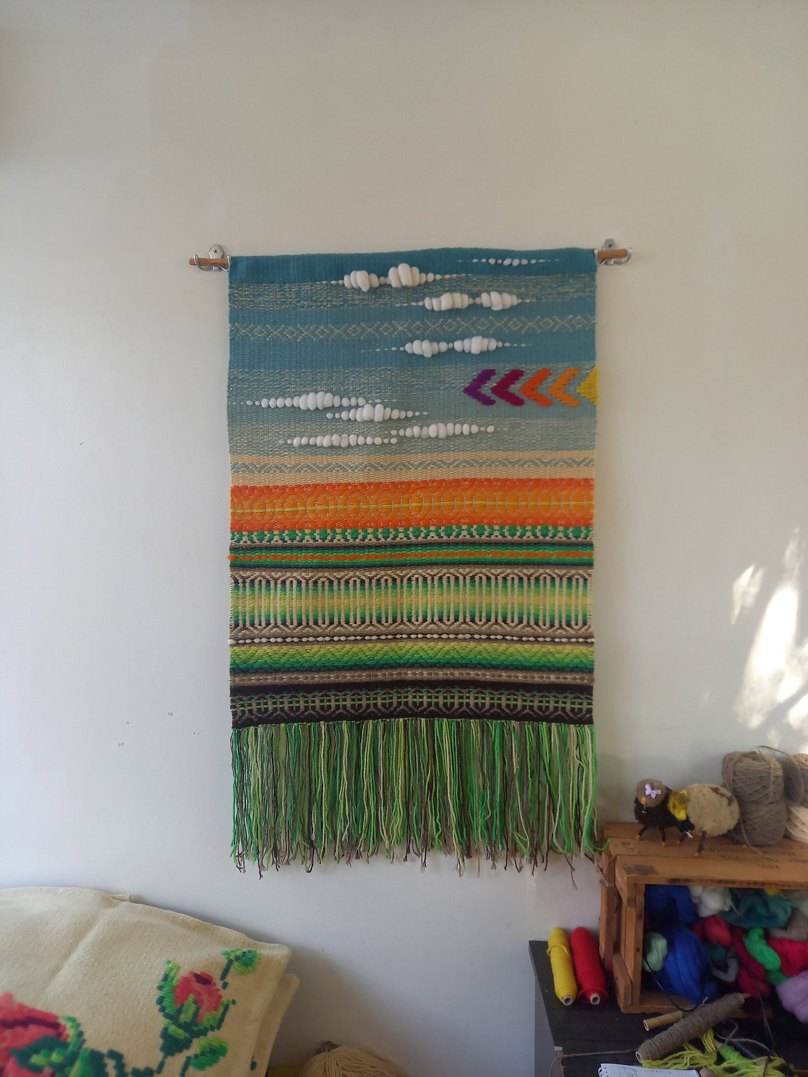 Bohemian Woven Wall Hanging Cottage Home Wall Art Modern Etsy