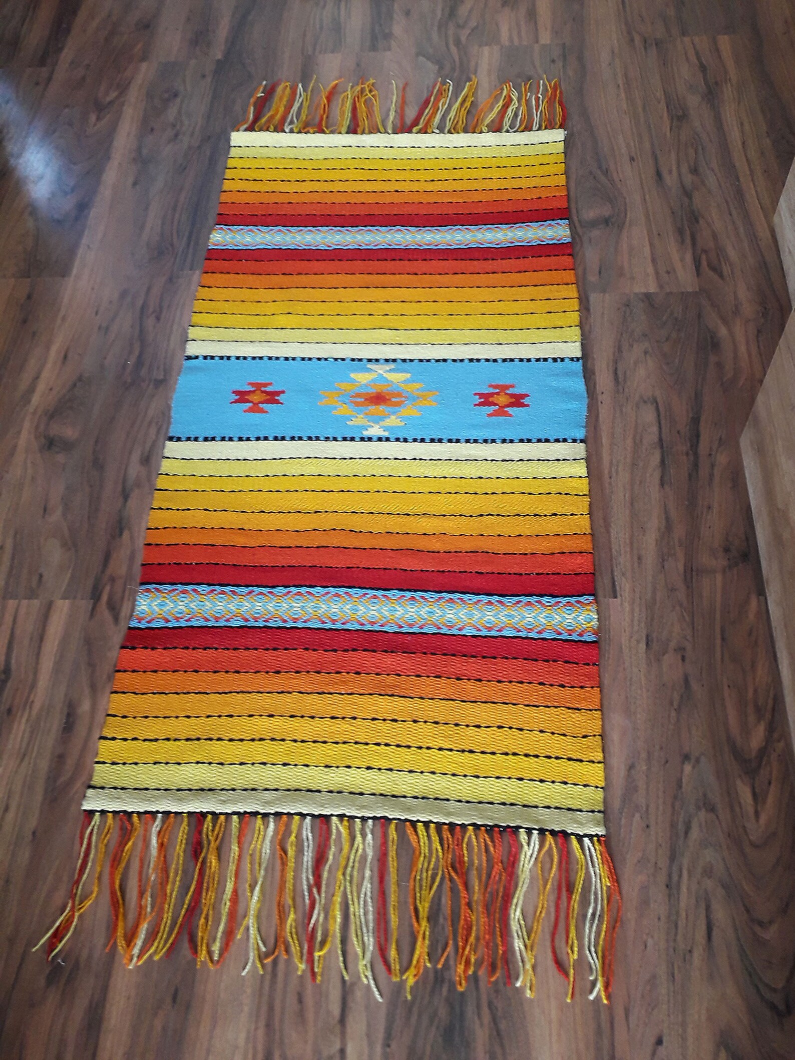 Colorful Striped Aztec Throw Rug Multicolor Accent Rug Etsy