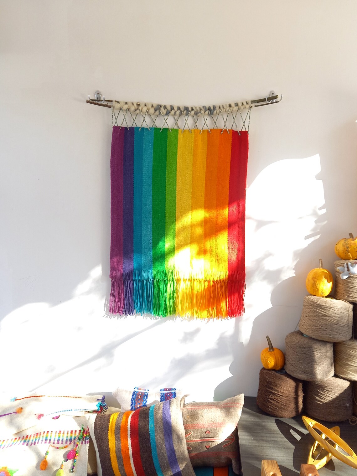 Bohemian Fiber Art Colorful Woven Tapestry Wall Hanging Etsy