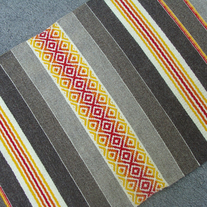 Striped Wool Rug Made to Order in Brown Shades and Yellow Etsy