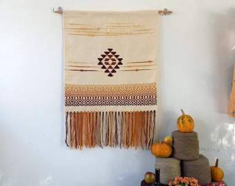 Tapiz de pared de lana tejida, tapiz de pared, tapiz de pared hecho a mano, arte de tapiz de pared bohemio único