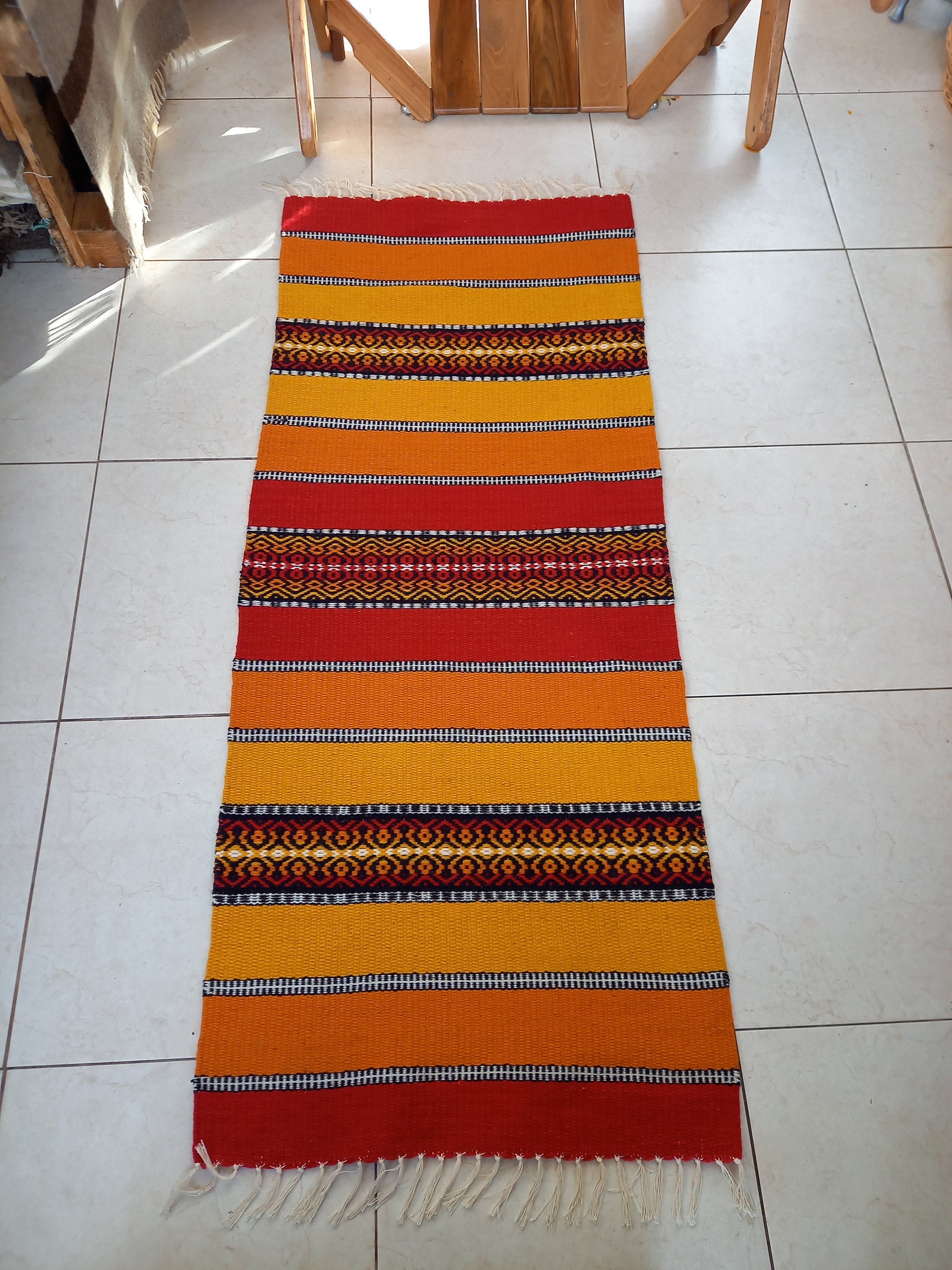 Striped Red Yellow and Orange Handwoven Wool Rug Runner Etsy Australia