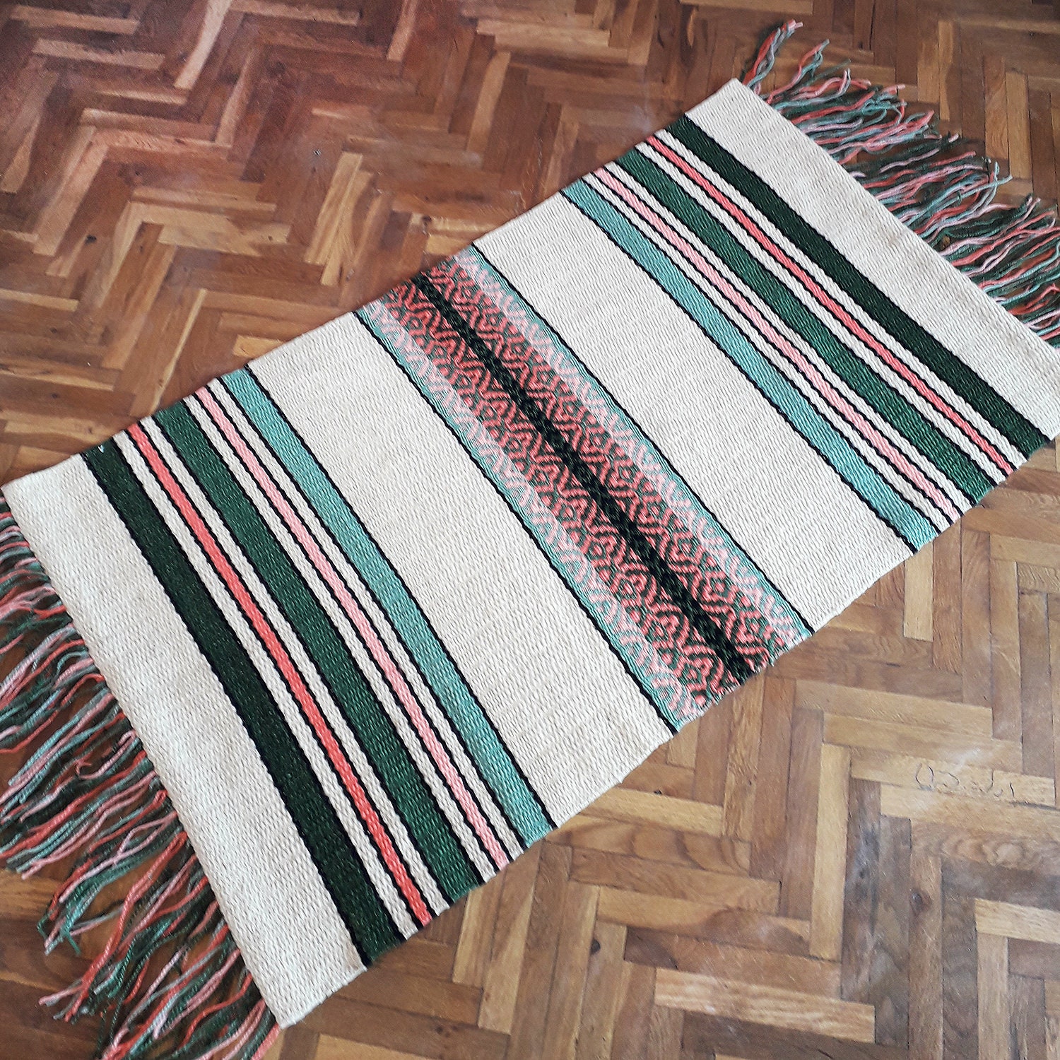 Wool rug runner Striped Wool Rug Runner Fringe Rug Runner Etsy